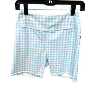 Berry Jane Women's Blue Gingham UPF 50 Active Biker Swim Shorts Size Large